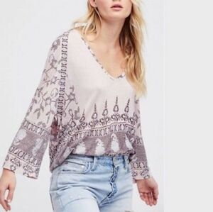 Free People Lilac Medallion Boho Tunic Top Med